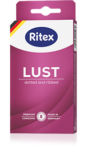 Ritex Lust - Dotted and ribbed - Extra stimulation for both partners Ritex Lust condoms dotted and ribbed